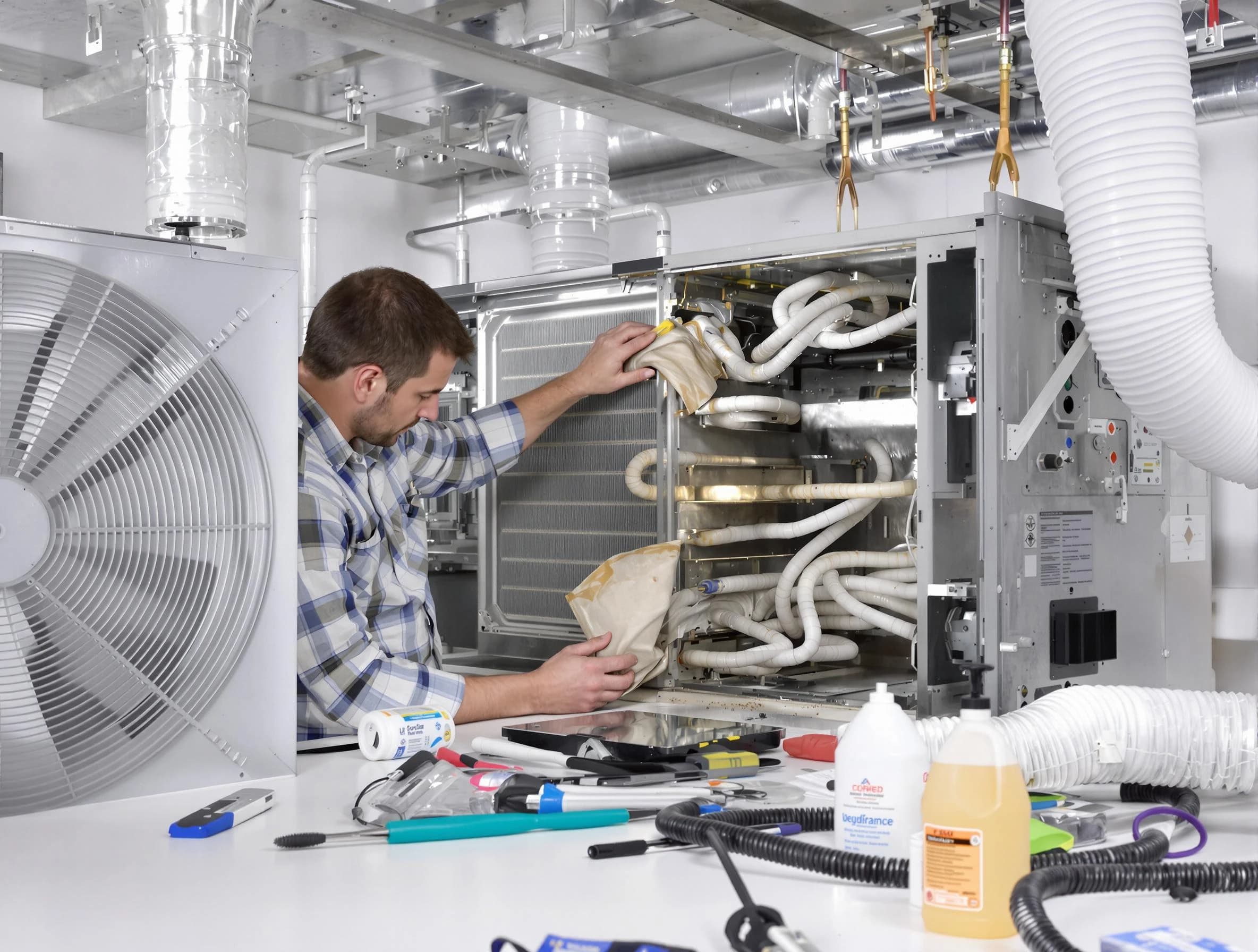 Spanish Fork Air Duct Cleaning specialist performing precision AC coil cleaning in Spanish Fork