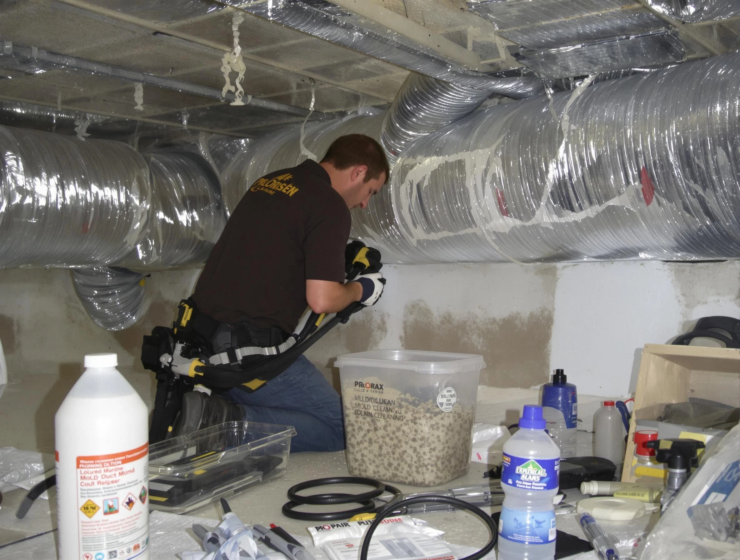 Spanish Fork Air Duct Cleaning specialist performing professional mold removal from air ducts in Spanish Fork