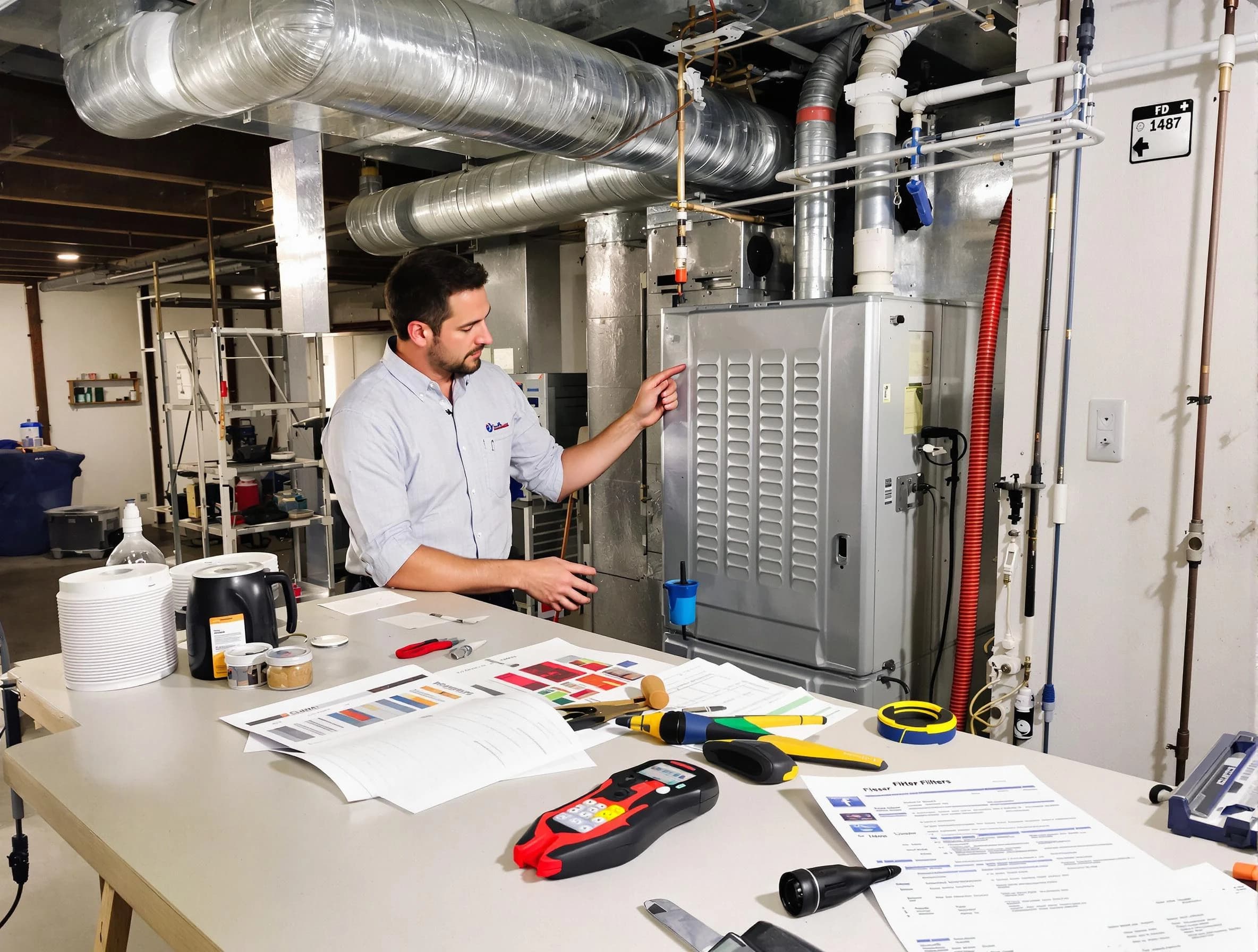 Spanish Fork Air Duct Cleaning inspector conducting detailed filter system evaluation using professional diagnostic tools in Spanish Fork