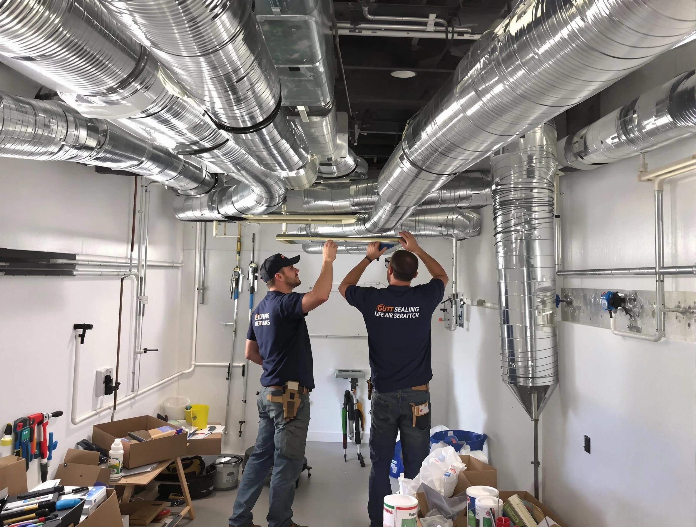 Spanish Fork Air Duct Cleaning technician applying professional duct sealing solutions in Spanish Fork
