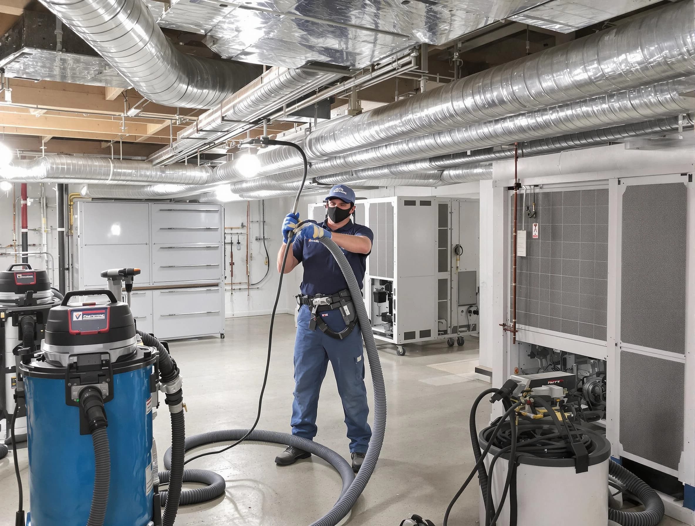 Spanish Fork Air Duct Cleaning specialist performing thorough central air duct cleaning for improved system efficiency in Spanish Fork