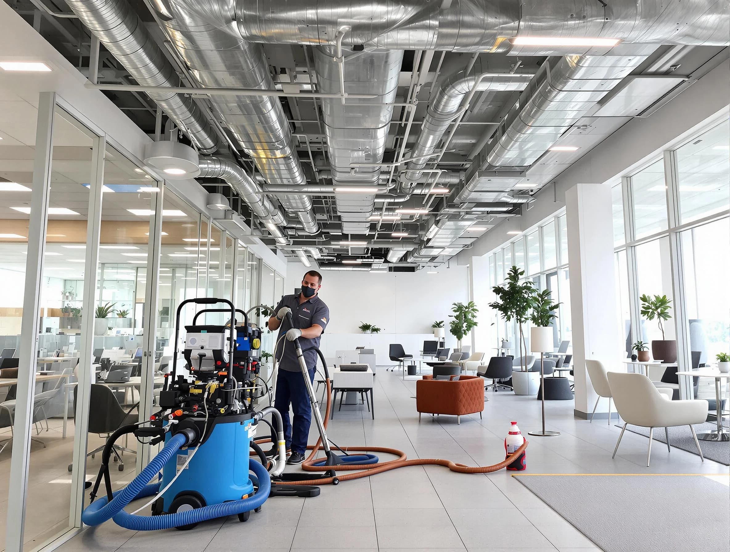 Spanish Fork Air Duct Cleaning team conducting comprehensive commercial duct cleaning at a business location in Spanish Fork