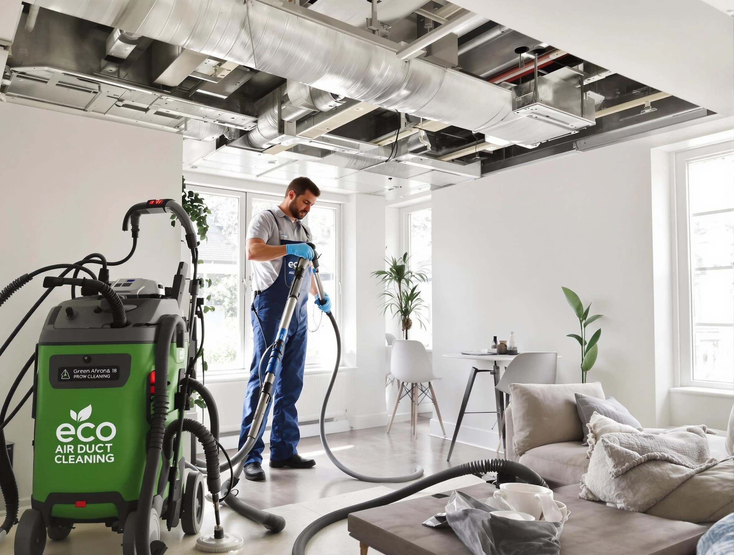 Spanish Fork Air Duct Cleaning technician performing eco-friendly duct cleaning using sustainable methods in Spanish Fork