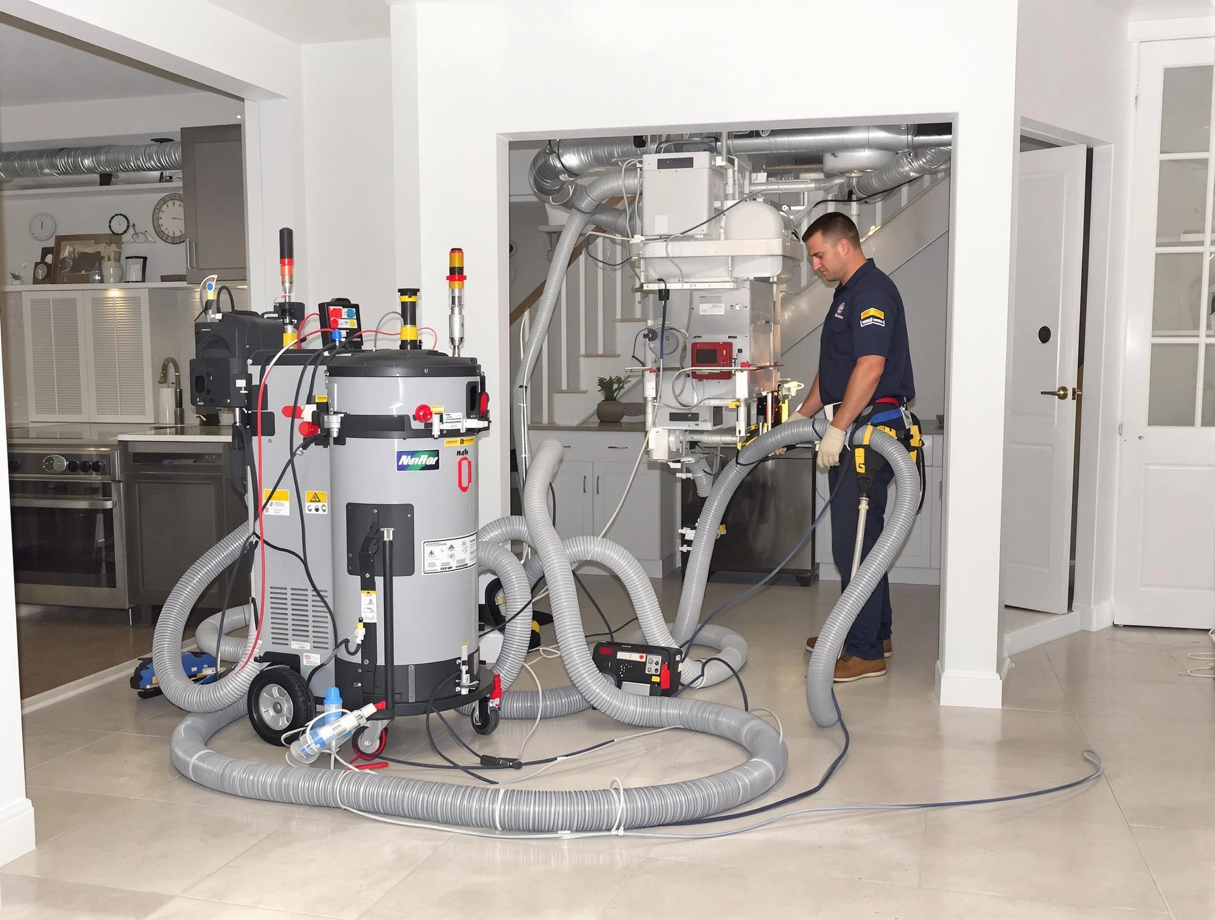 Spanish Fork Air Duct Cleaning technician operating negative pressure cleaning equipment for thorough duct maintenance in Spanish Fork