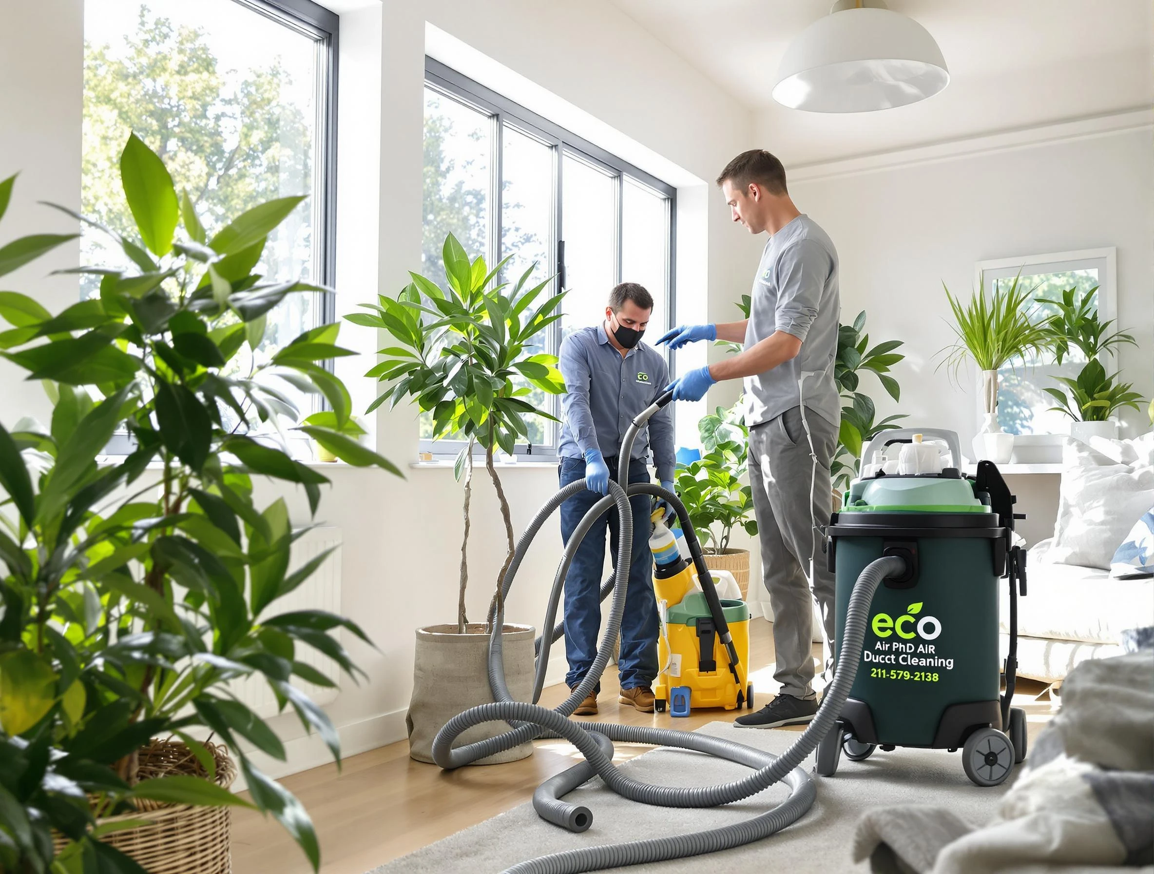 Spanish Fork Air Duct Cleaning technician performing eco-friendly duct cleaning using sustainable methods in Spanish Fork
