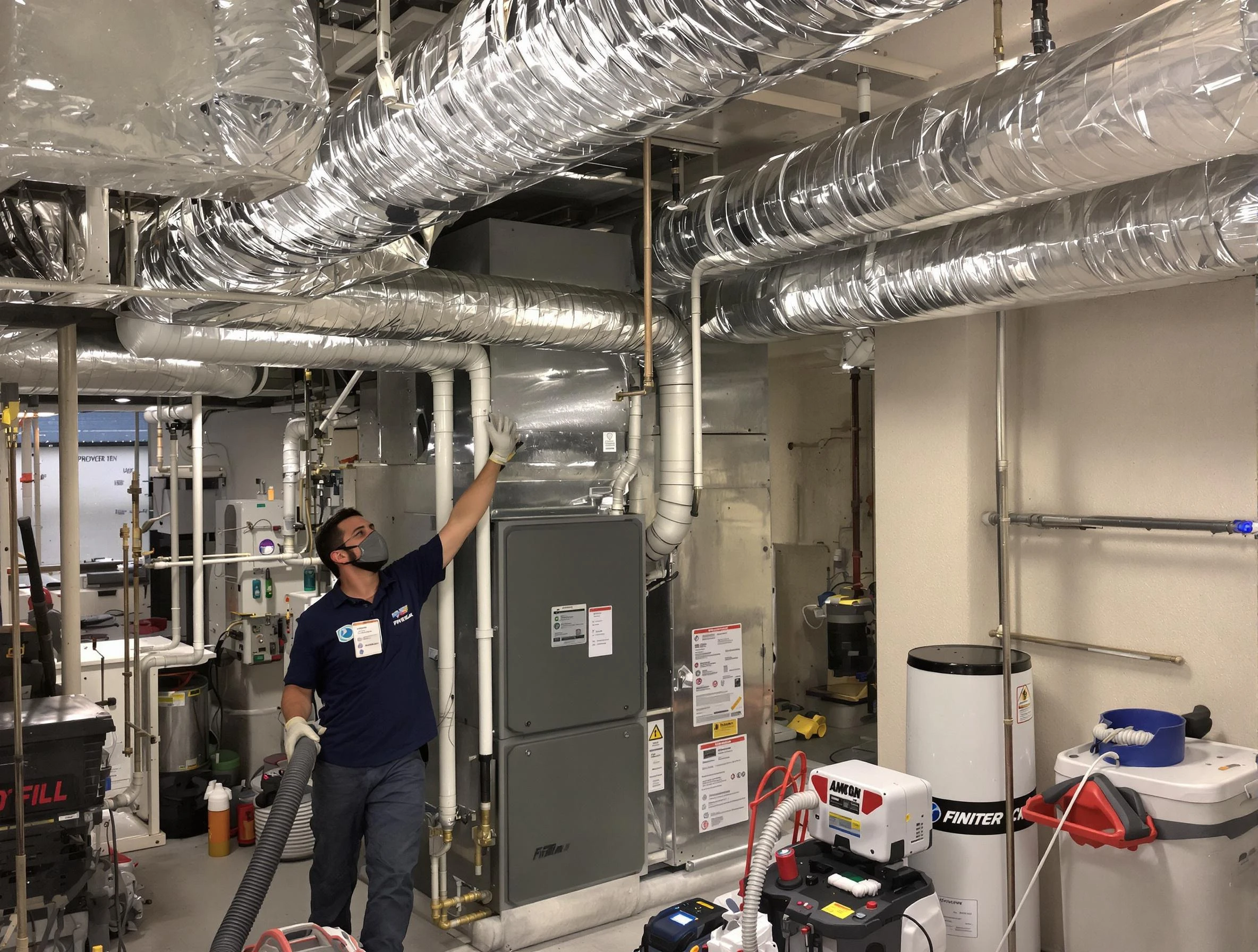 Spanish Fork Air Duct Cleaning specialist performing thorough furnace duct cleaning in a Spanish Fork residence
