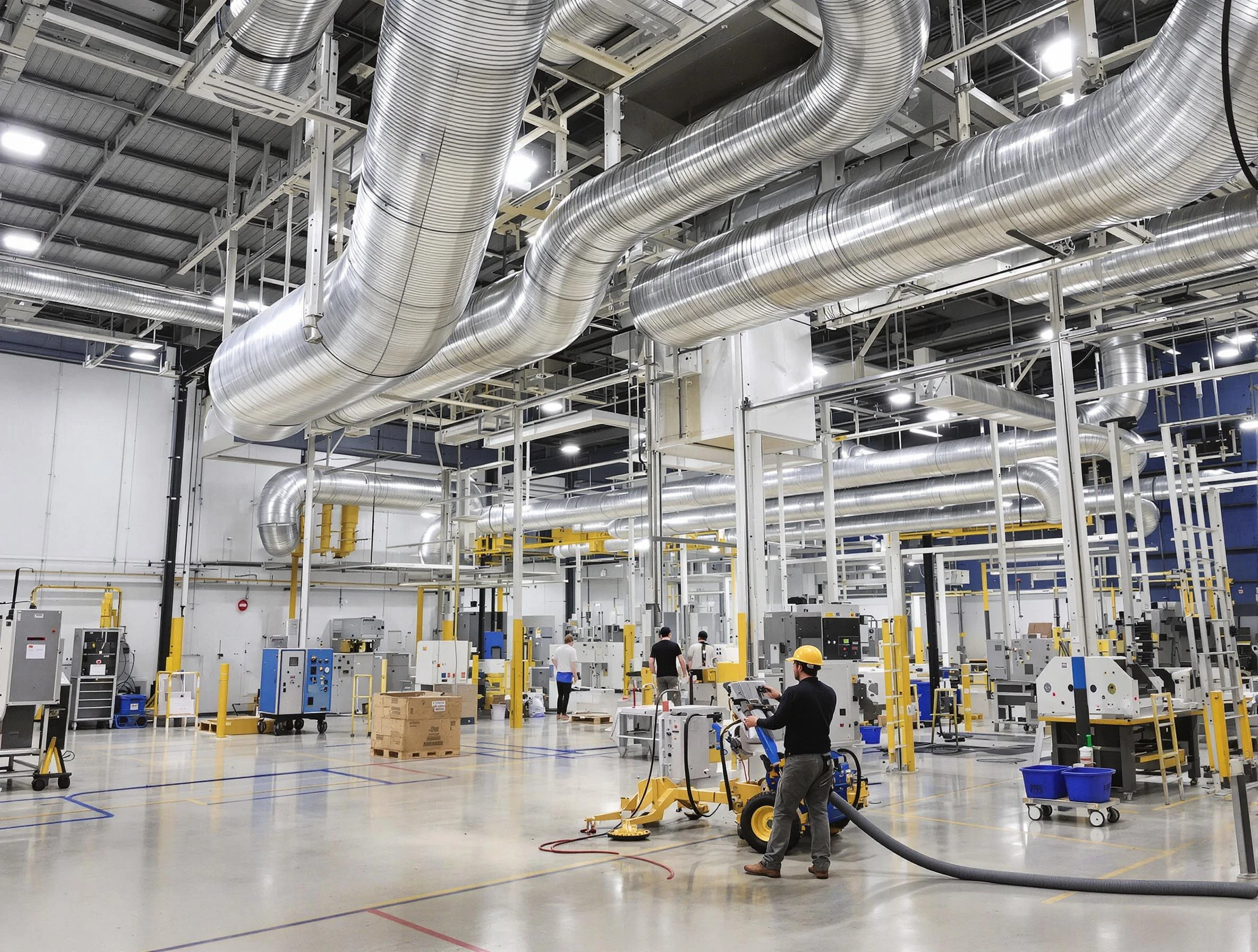 Spanish Fork Air Duct Cleaning team performing comprehensive industrial duct cleaning at a large facility in Spanish Fork